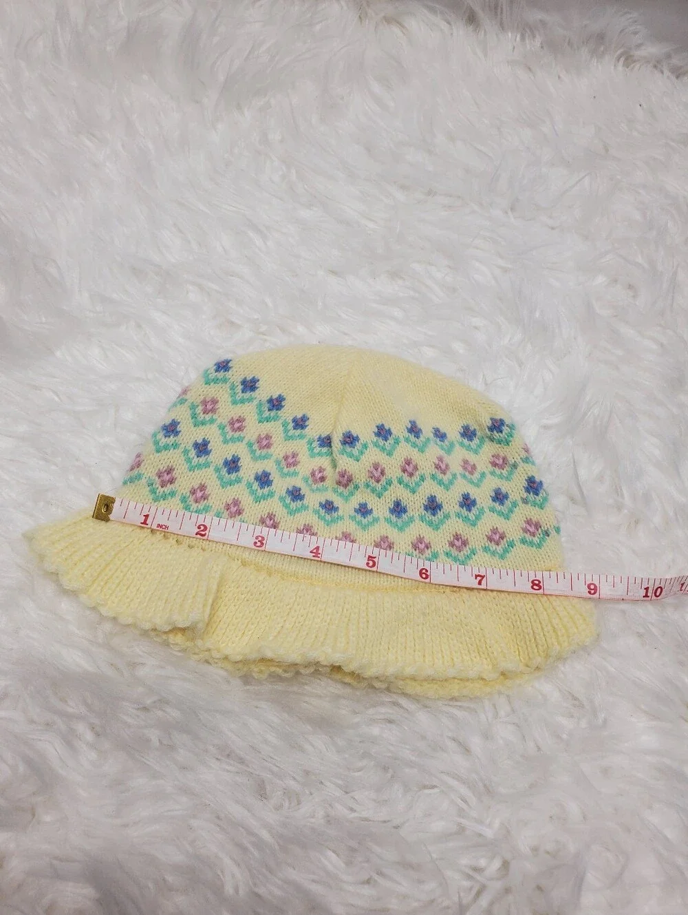 VTG yellow floral adorable hat 80s/90s